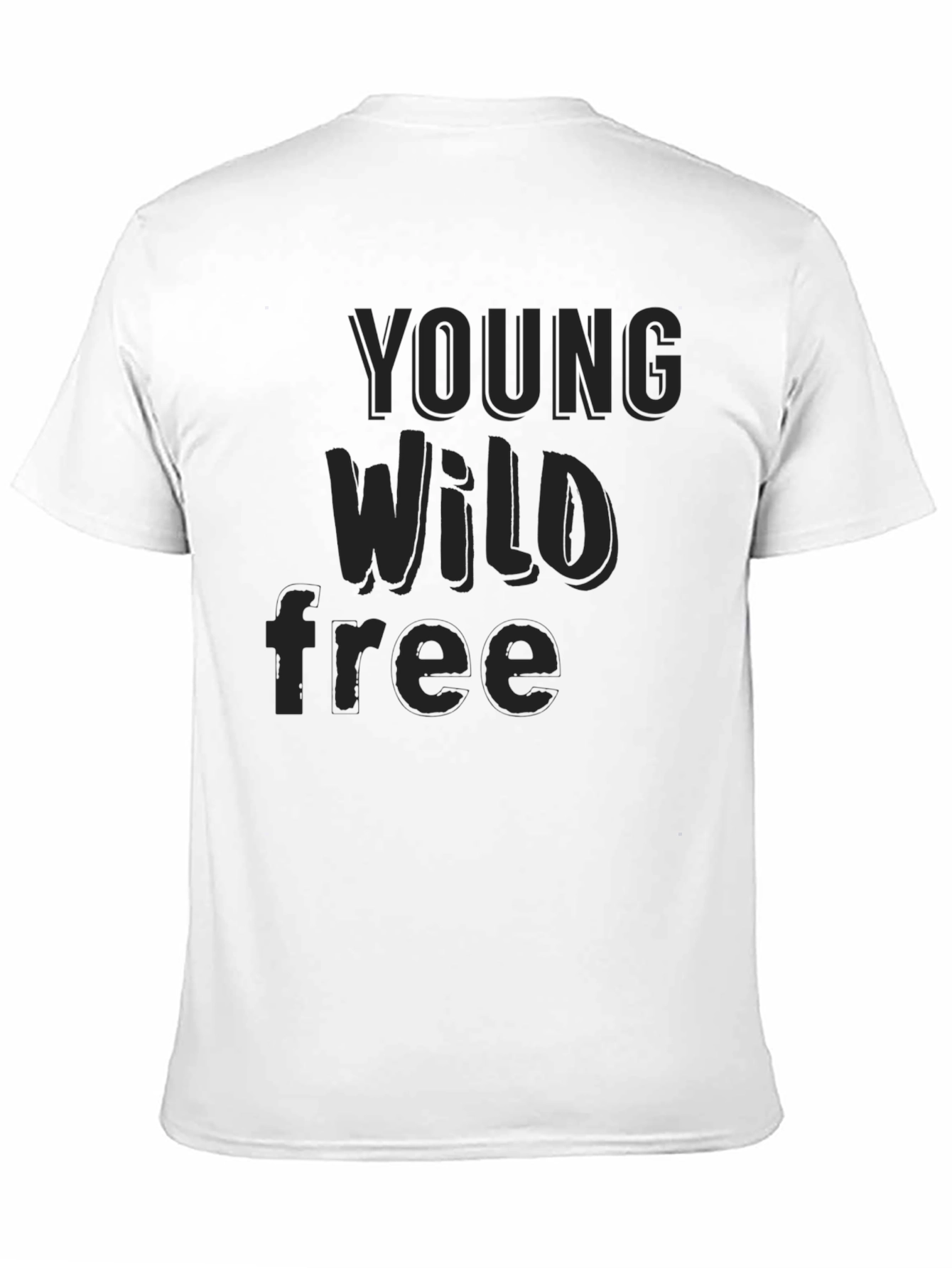 Black Young Wild Free Graphic Tee - Modern Black T-Shirt view 11