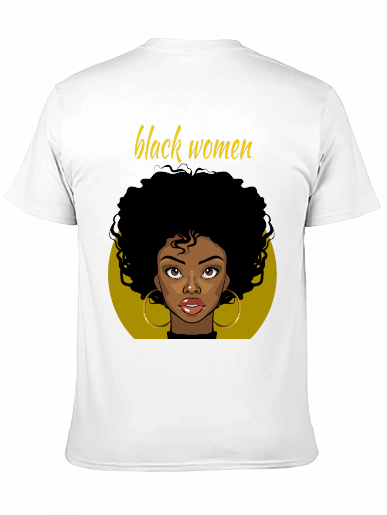 Black Black Women Graphic Tee - Afro Hair, Gold Earrings view 11