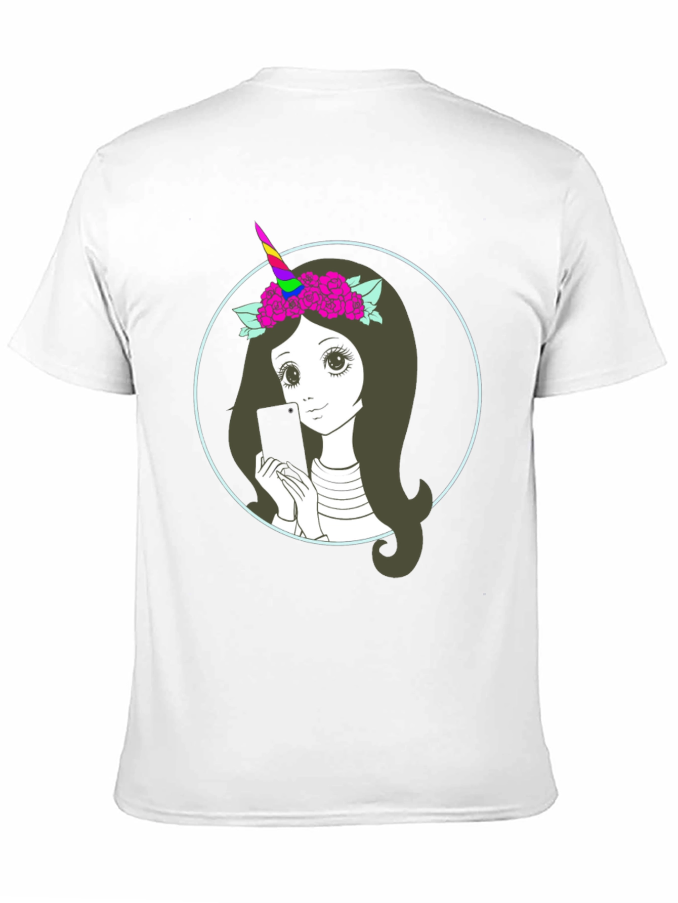 Black Unicorn Girl Graphic Tee - Black Cotton Blend view 11