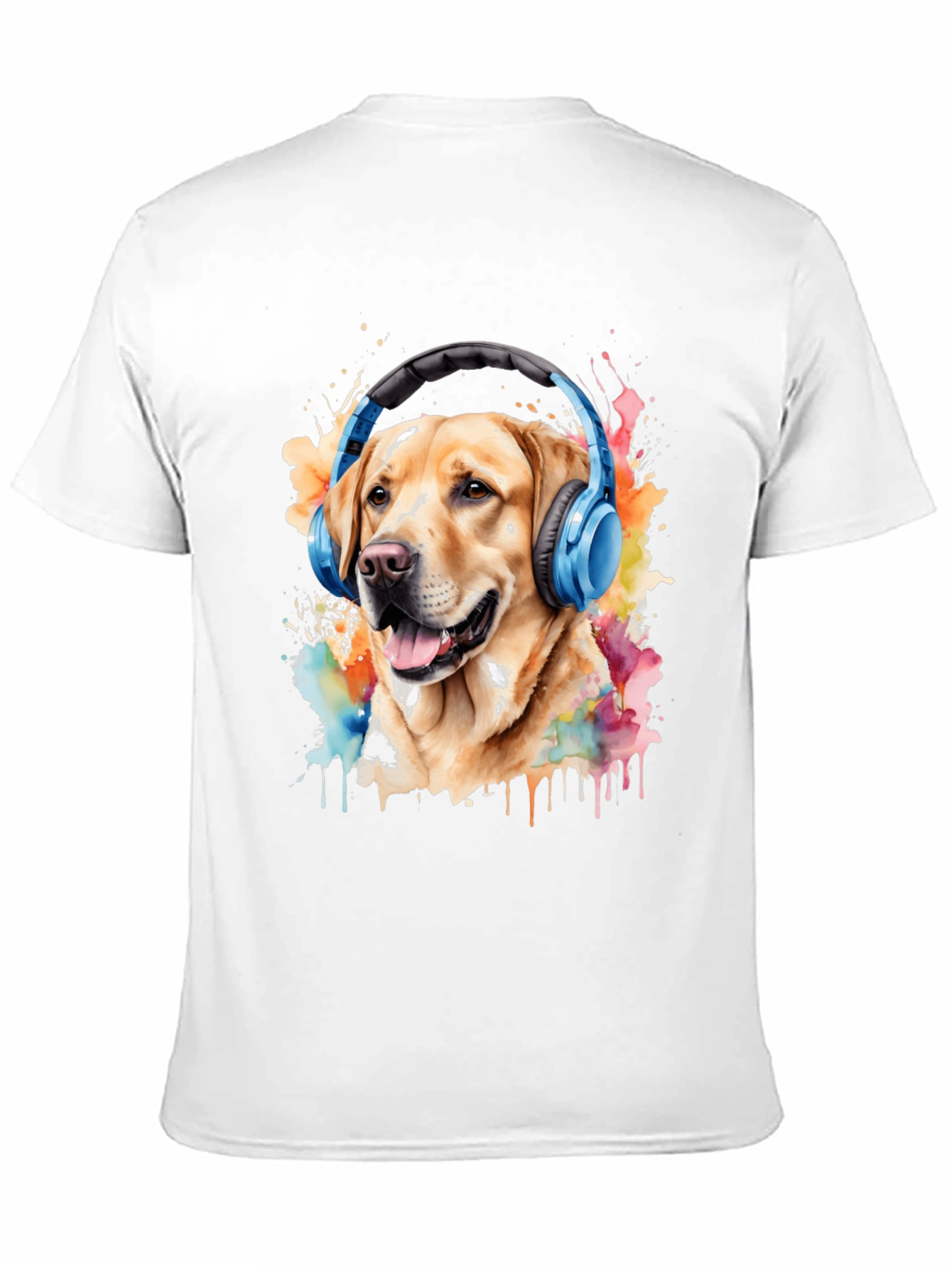 Black Dog with Headphones Graphic Tee - Men's Black T-Shirt view 11