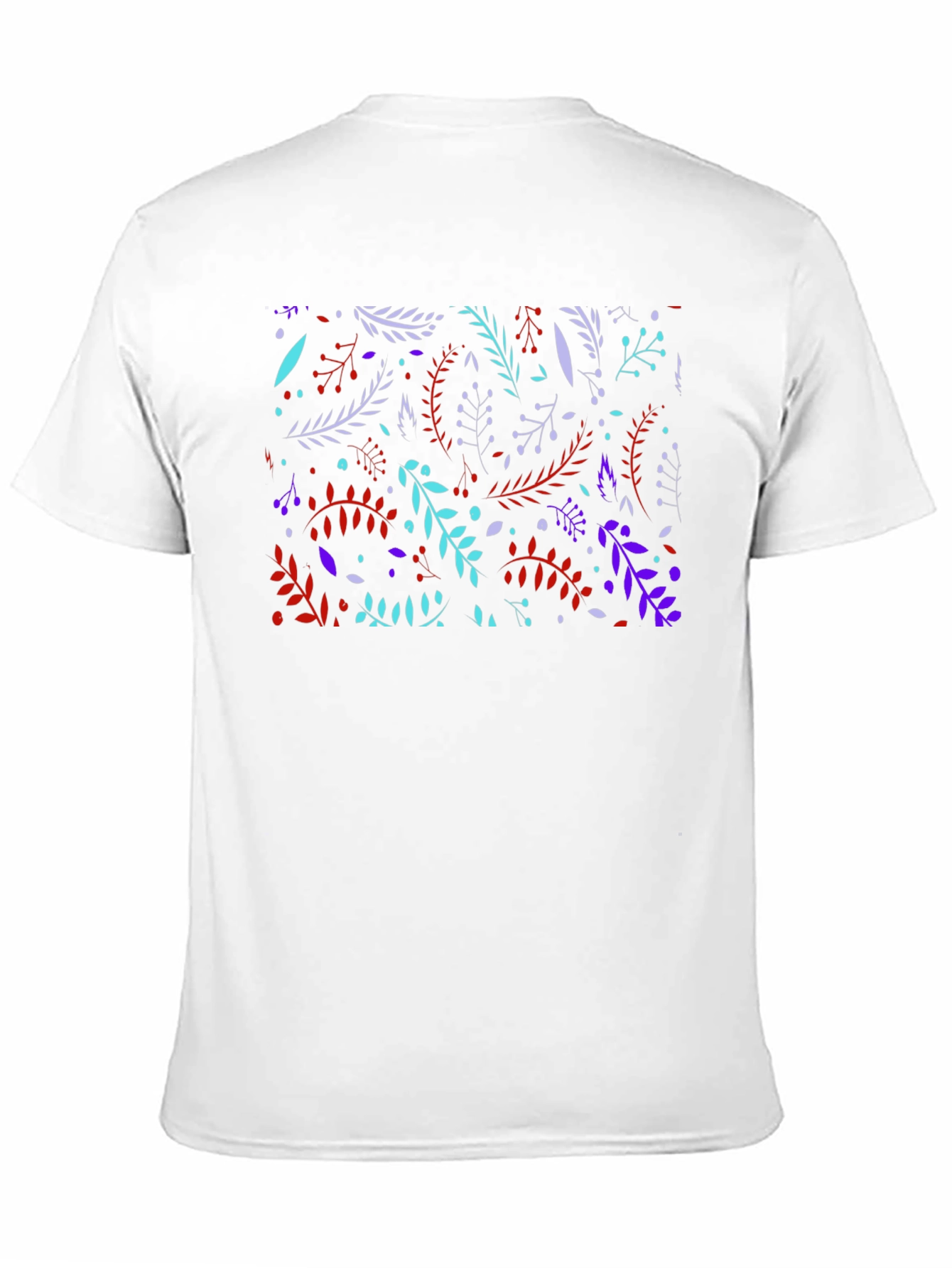 Black Floral Botanical Pattern Black T-Shirt view 11