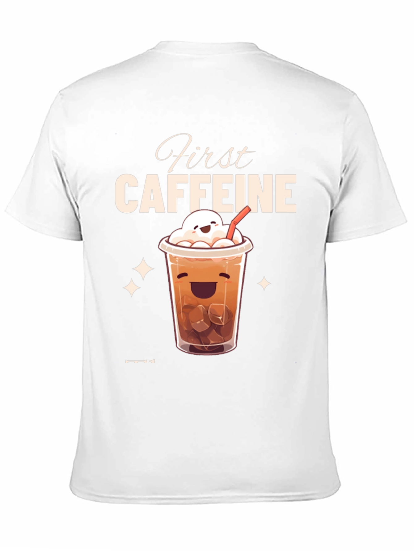 Black First Caffeine Kawaii Iced Coffee T-Shirt view 11