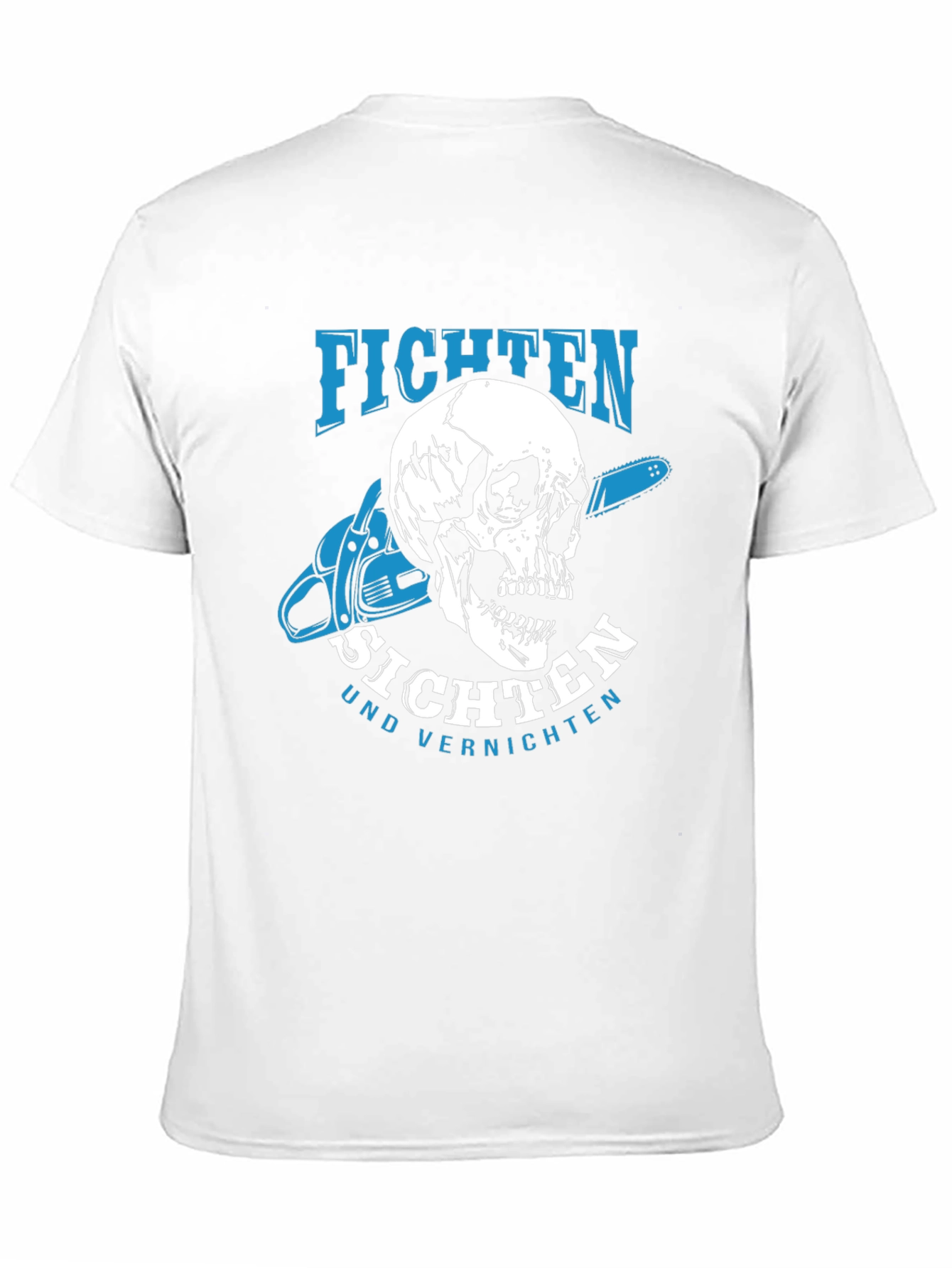 Black Fichten T-Shirt - Skull & Chainsaw Design view 11