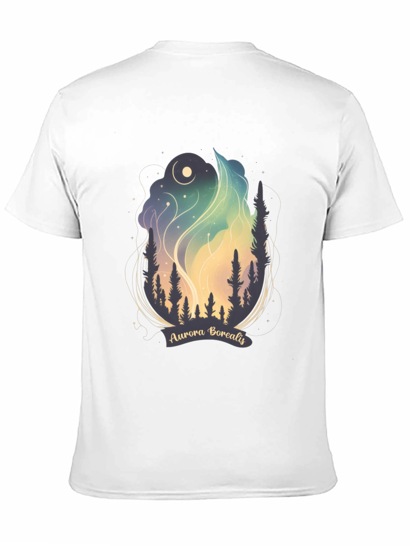 Black Aurora Borealis Graphic Tee - Night Sky T-Shirt view 11