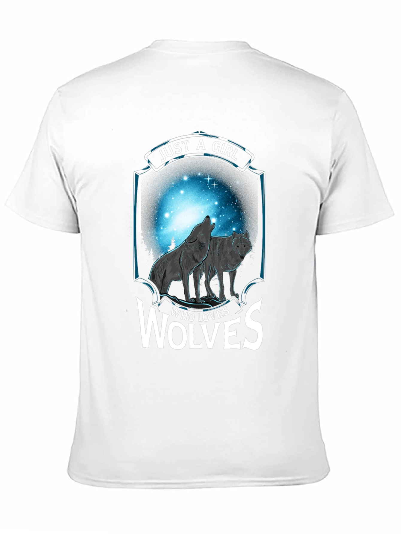 Black Just a Girl Who Loves Wolves T-Shirt view 11