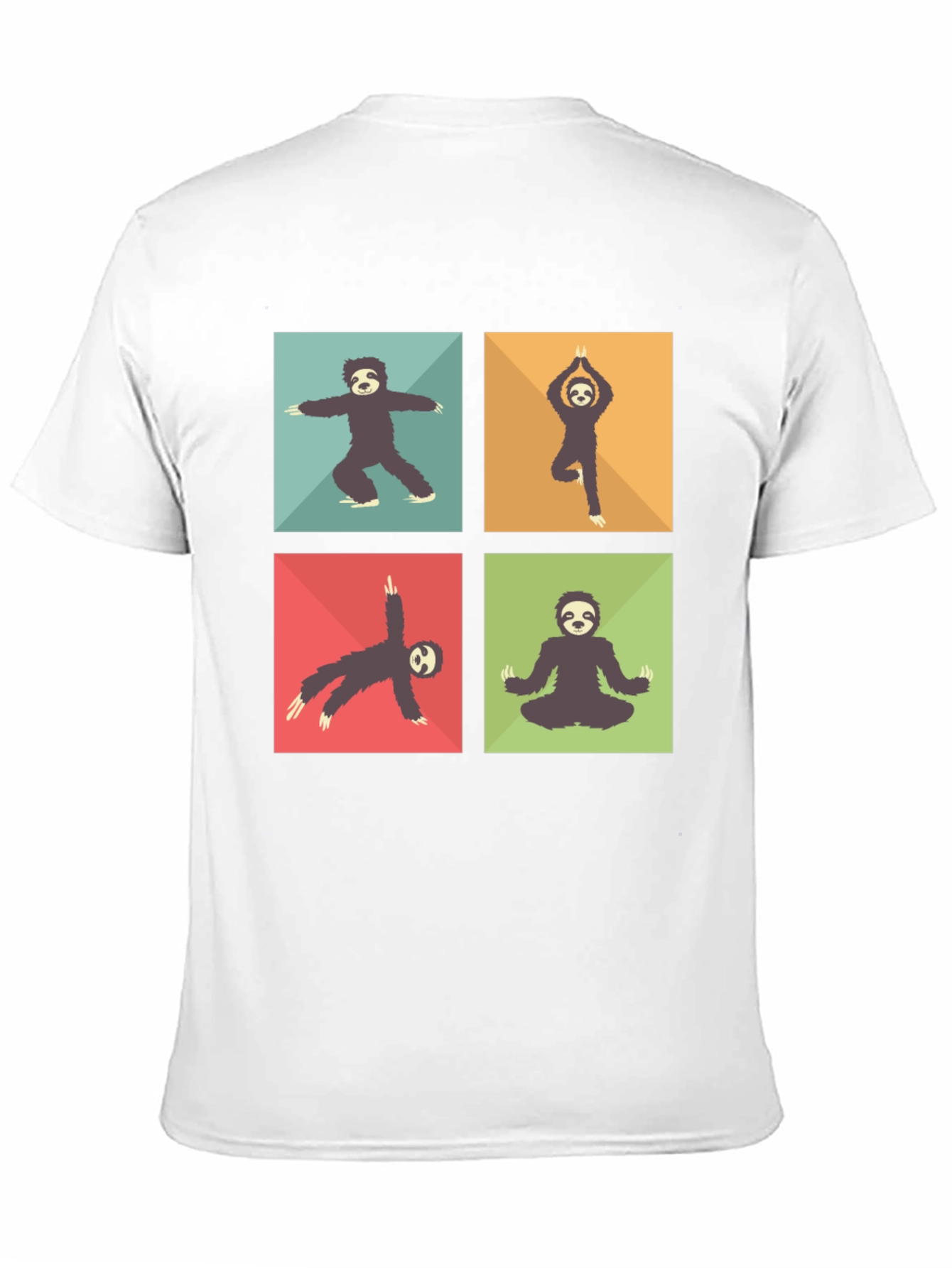 Black Sloth Yoga Poses T-Shirt Black Cotton Blend view 11