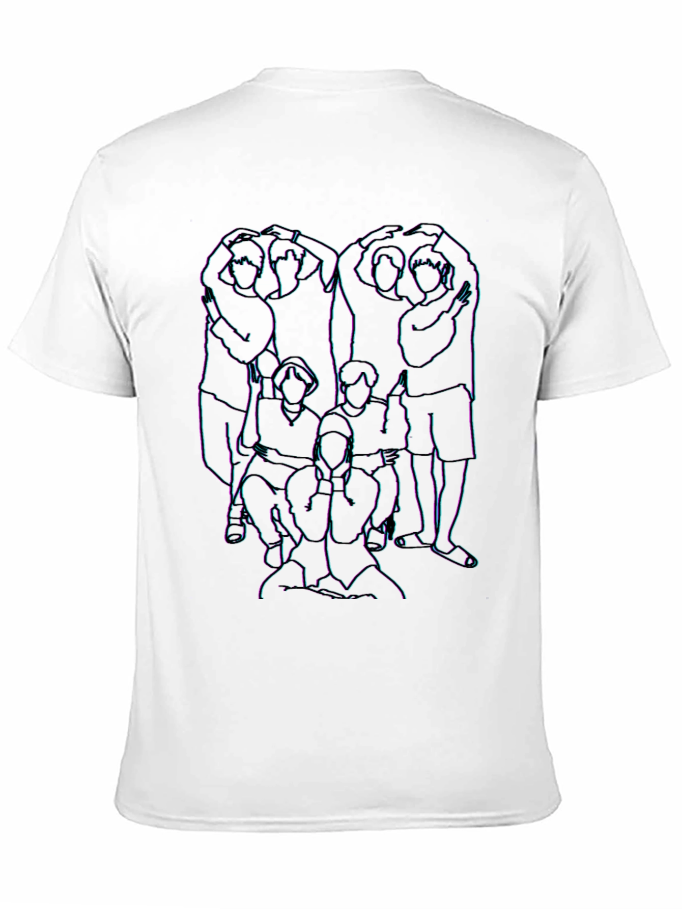 Black Abstract Line Art Graphic Print Crew Neck T-Shirt view 11