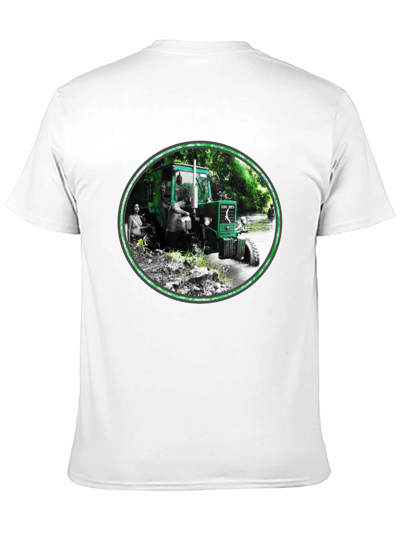 Black Tractor Scene Graphic Tee - Men's Black T-Shirt view 11