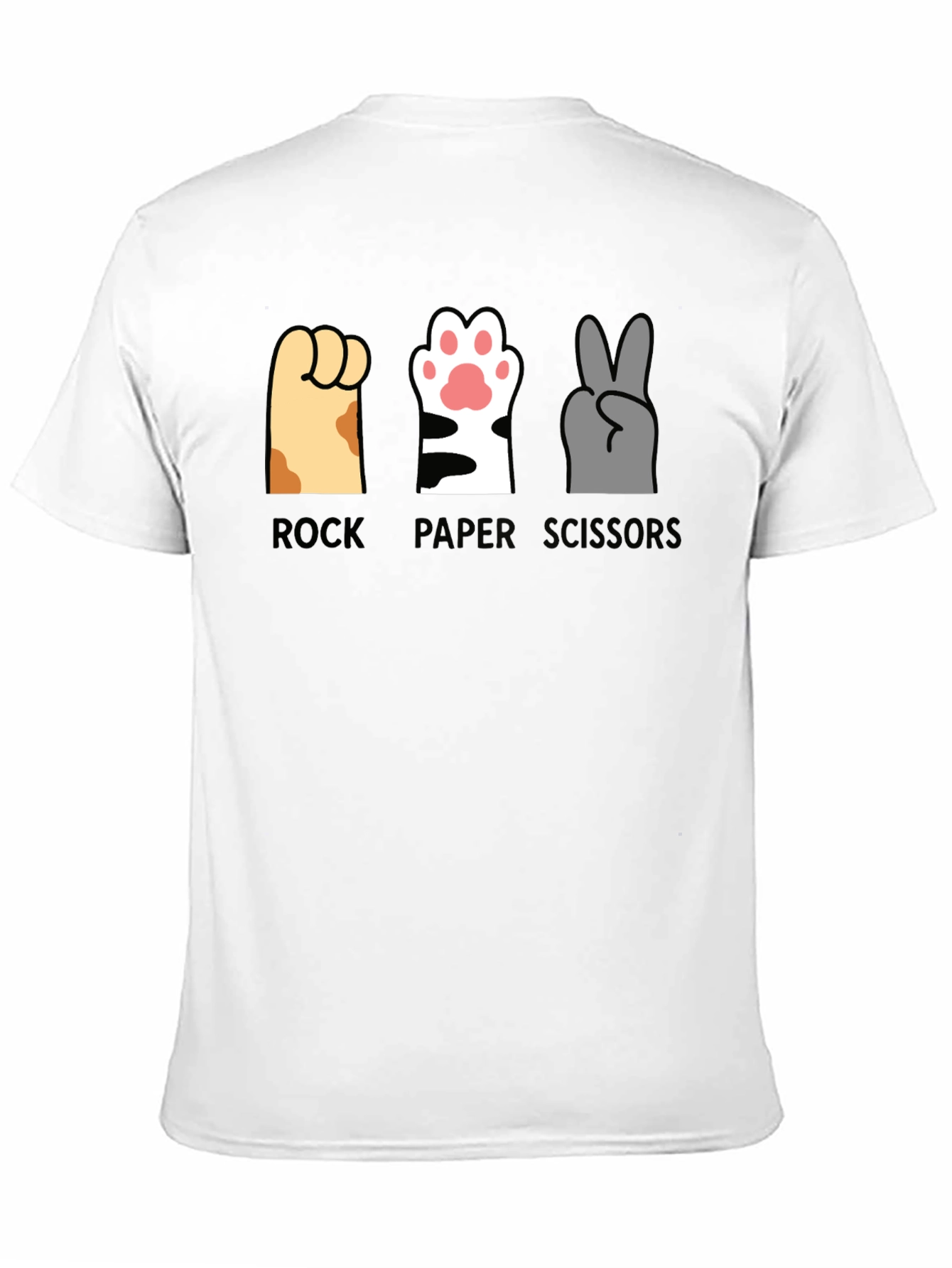 Black Rock Paper Scissors Cat Paws T-Shirt view 11