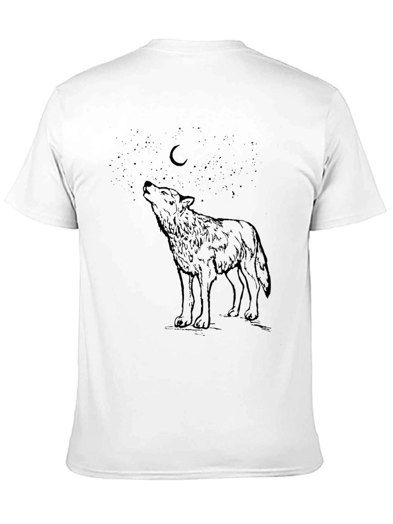 Black Wolf Howling at Moon Graphic T-Shirt view 11