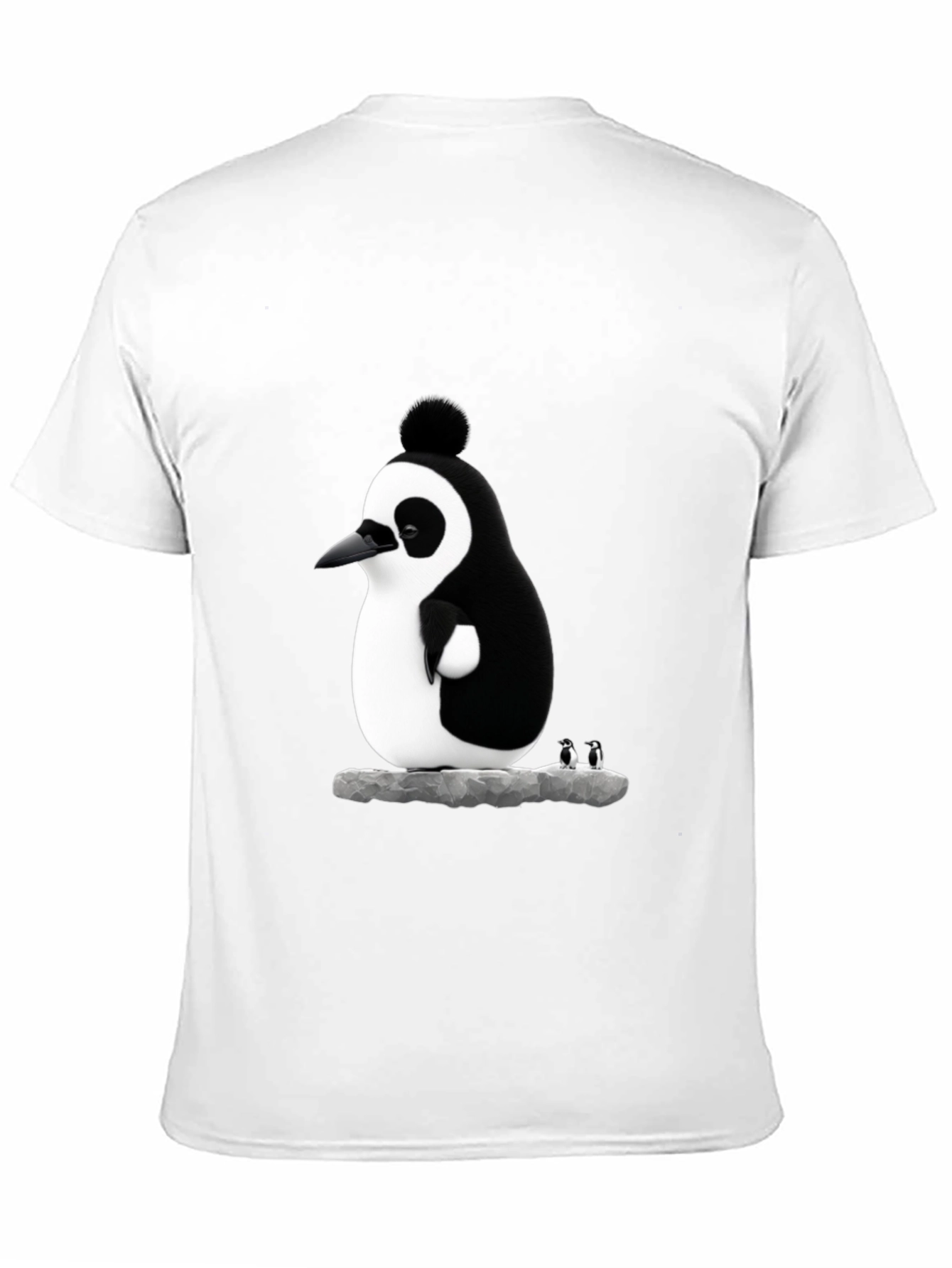 Black Whimsical Penguin Graphic Tee - Black Cotton Blend view 11