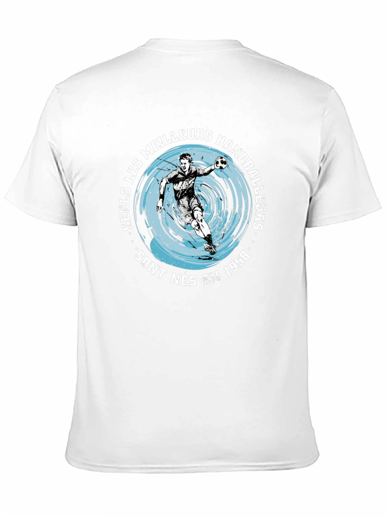 Black Handball Player Graphic T-Shirt - Born in 1958 view 11