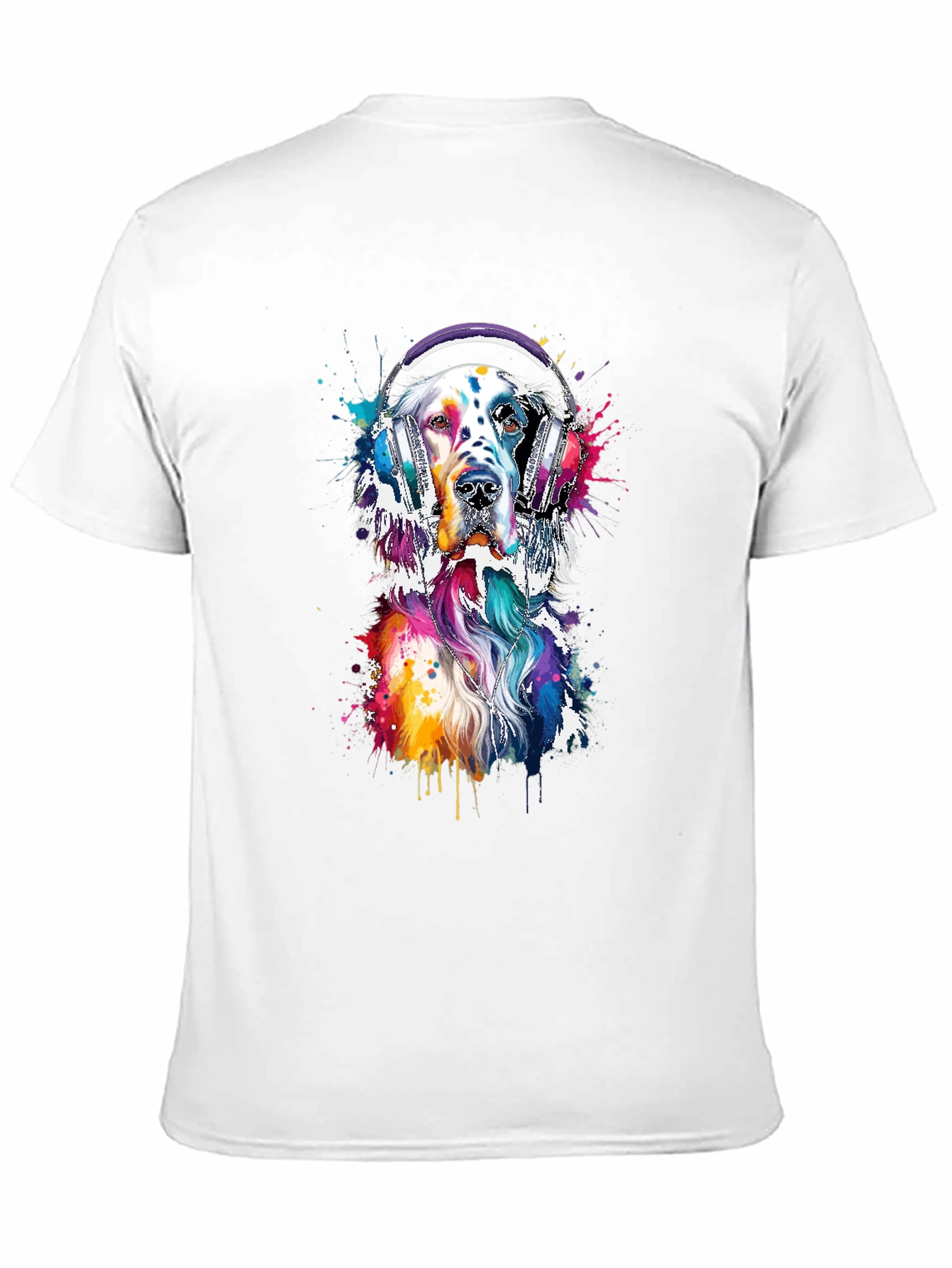 Black Dog with Headphones Graphic Tee - Trendy Design view 11