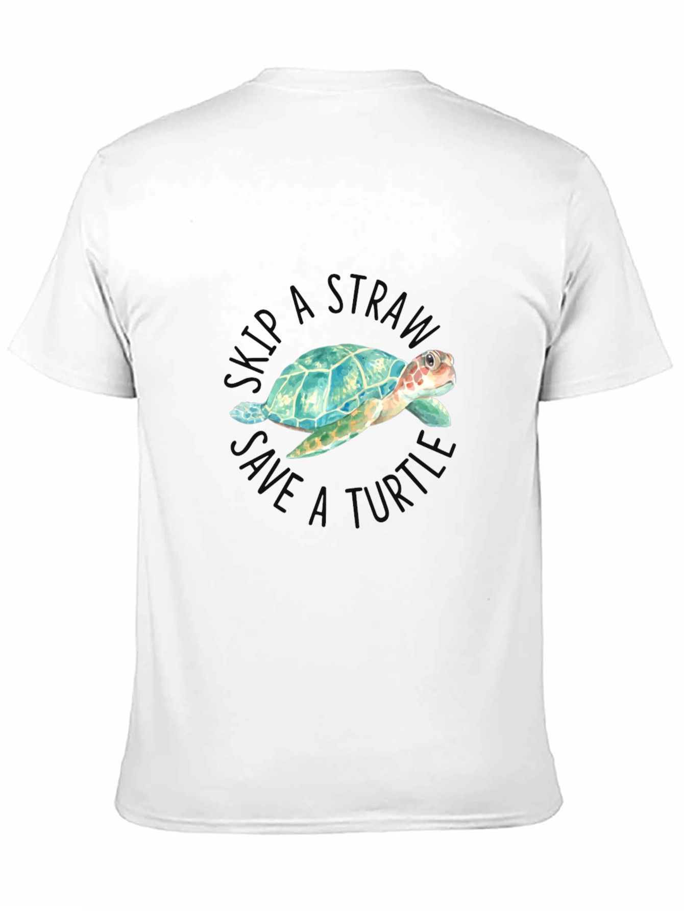 Black Skip a Straw Save a Turtle T-Shirt view 11
