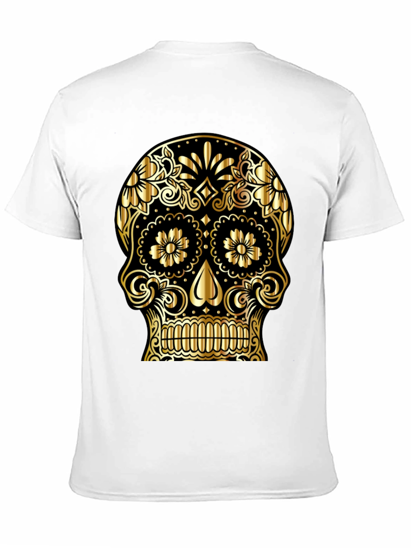 Black Gold Sugar Skull Graphic Black T-Shirt view 11