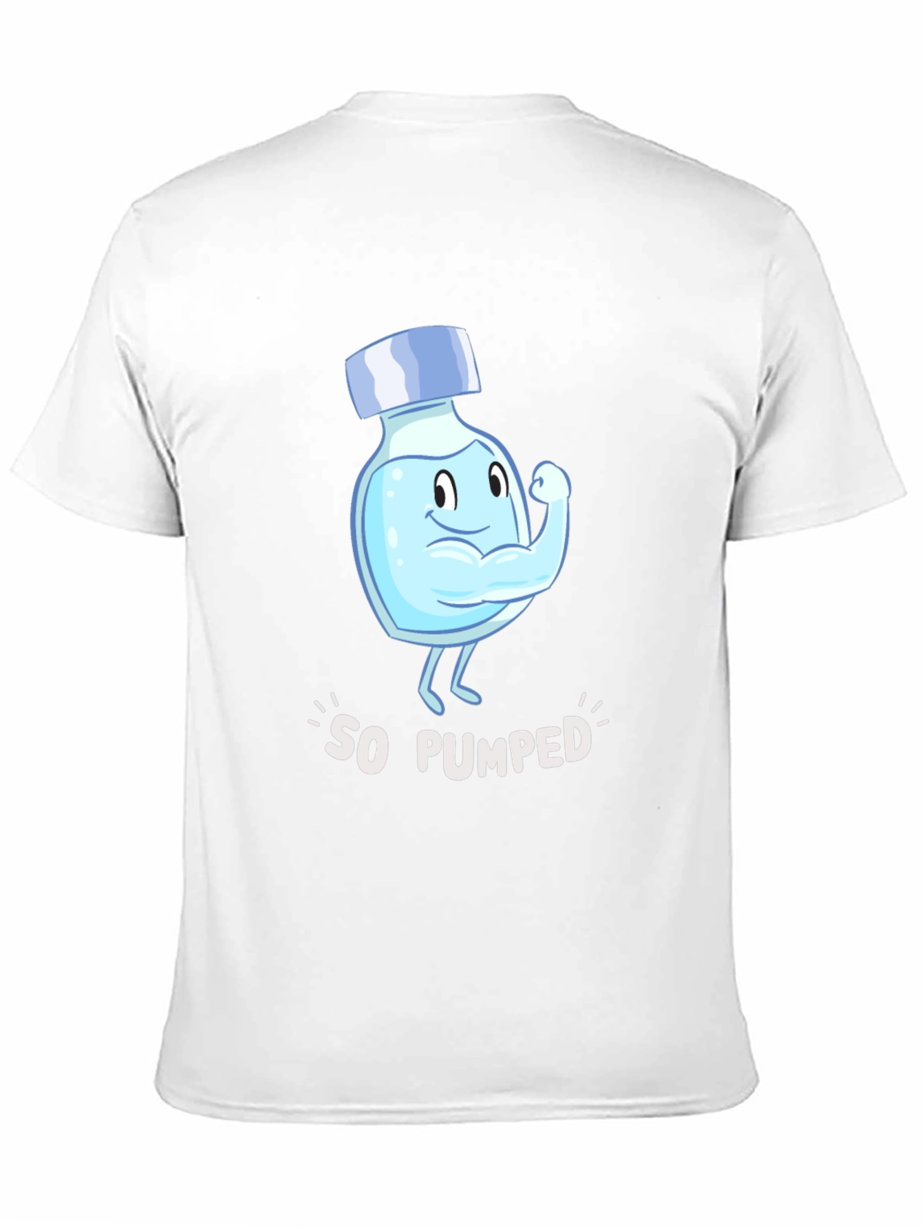 So Pumped Water Bottle Cartoon Graphic Black T-Shirt - 11