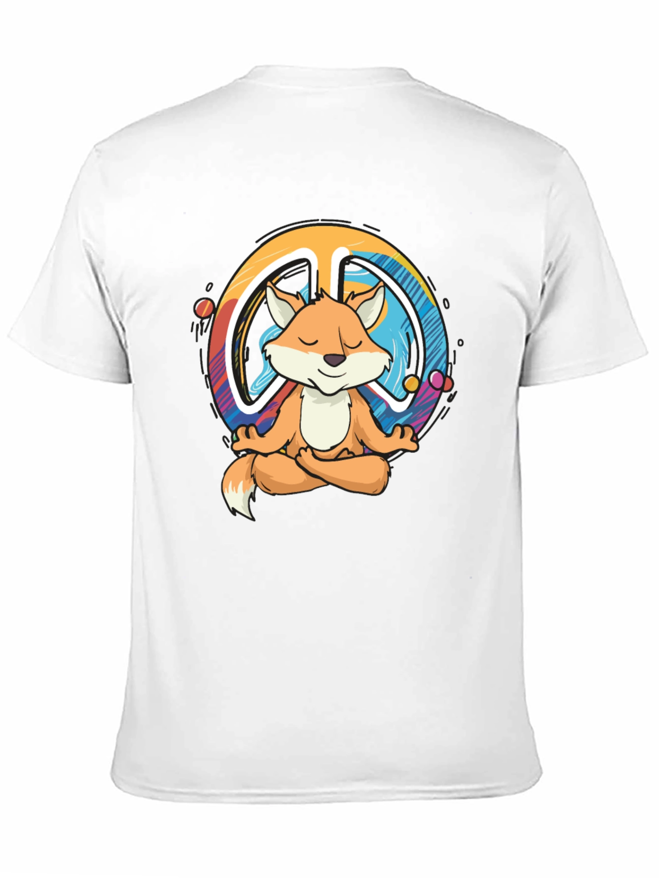 Black Zen Fox Peace Sign T-Shirt - Meditating Fox Design view 11