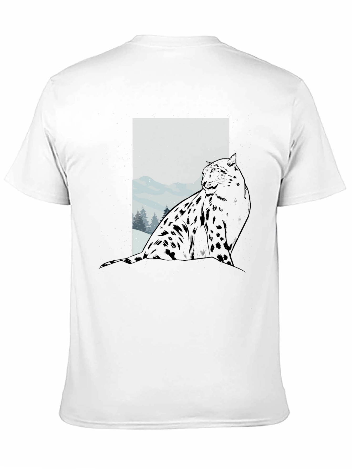 Black Snow Leopard Graphic Tee - Black Cotton Blend view 11