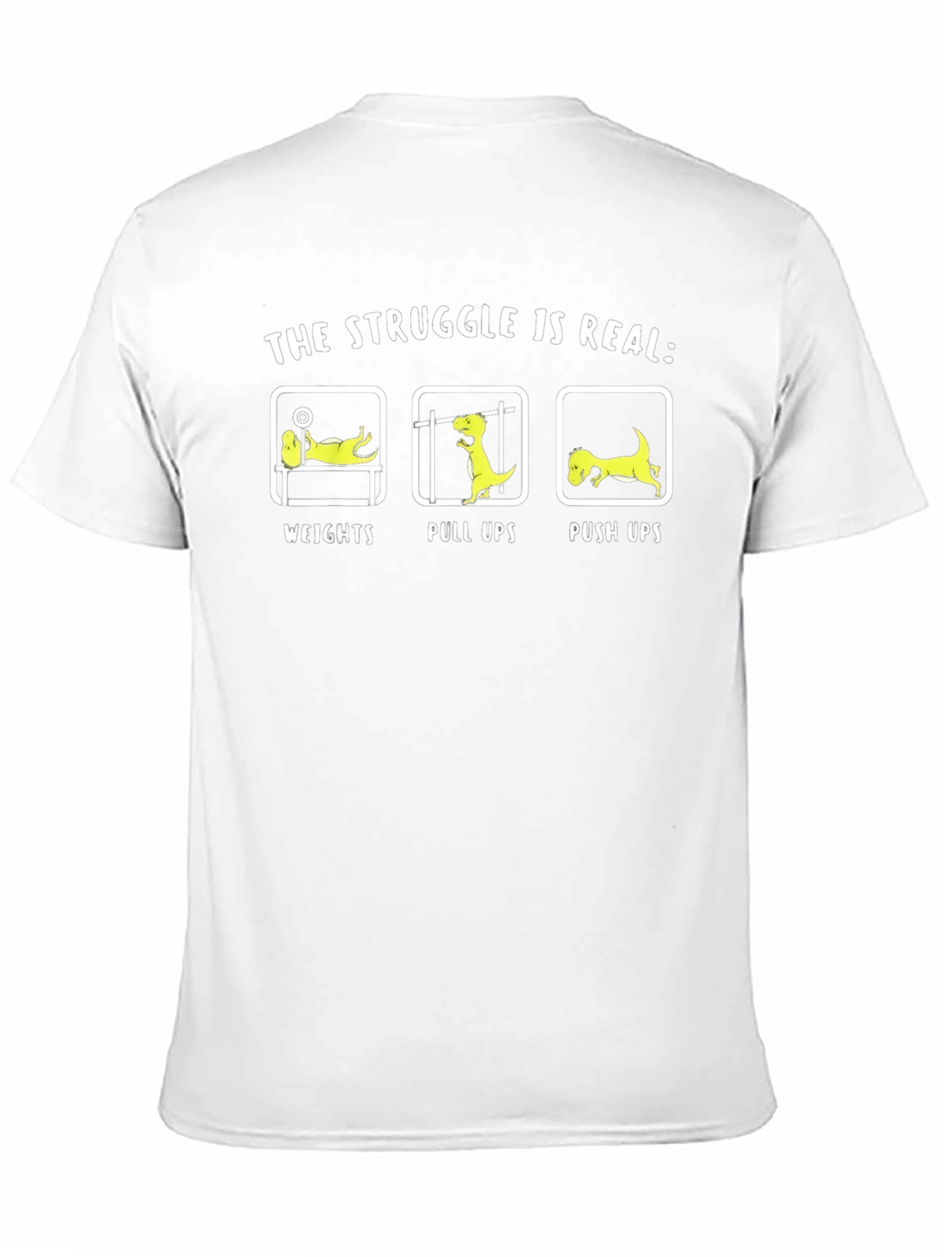 Black The Struggle Is Real Dinosaur Workout T-Shirt view 11