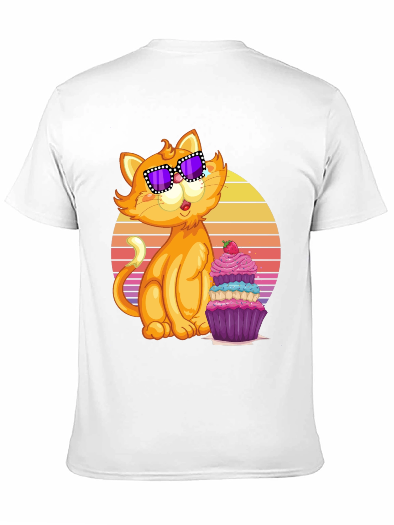 Black Cool Cat with Cupcake T-Shirt view 11