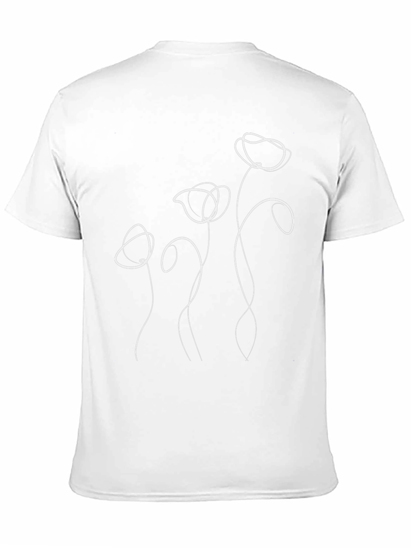 Black Minimalist Floral Line Art Black T-Shirt view 11