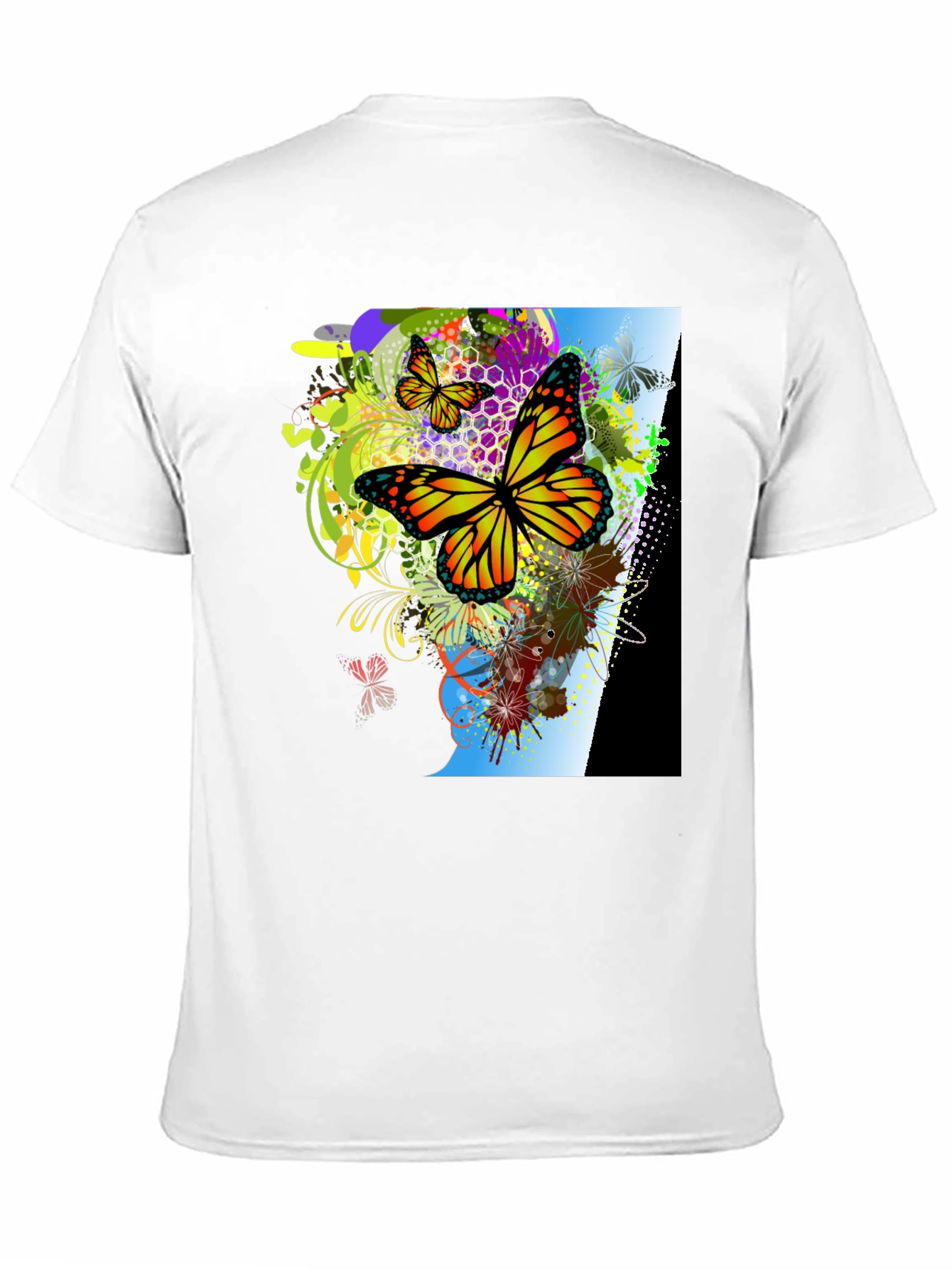 Black Butterfly Graphic Print Men's Black T-Shirt view 11
