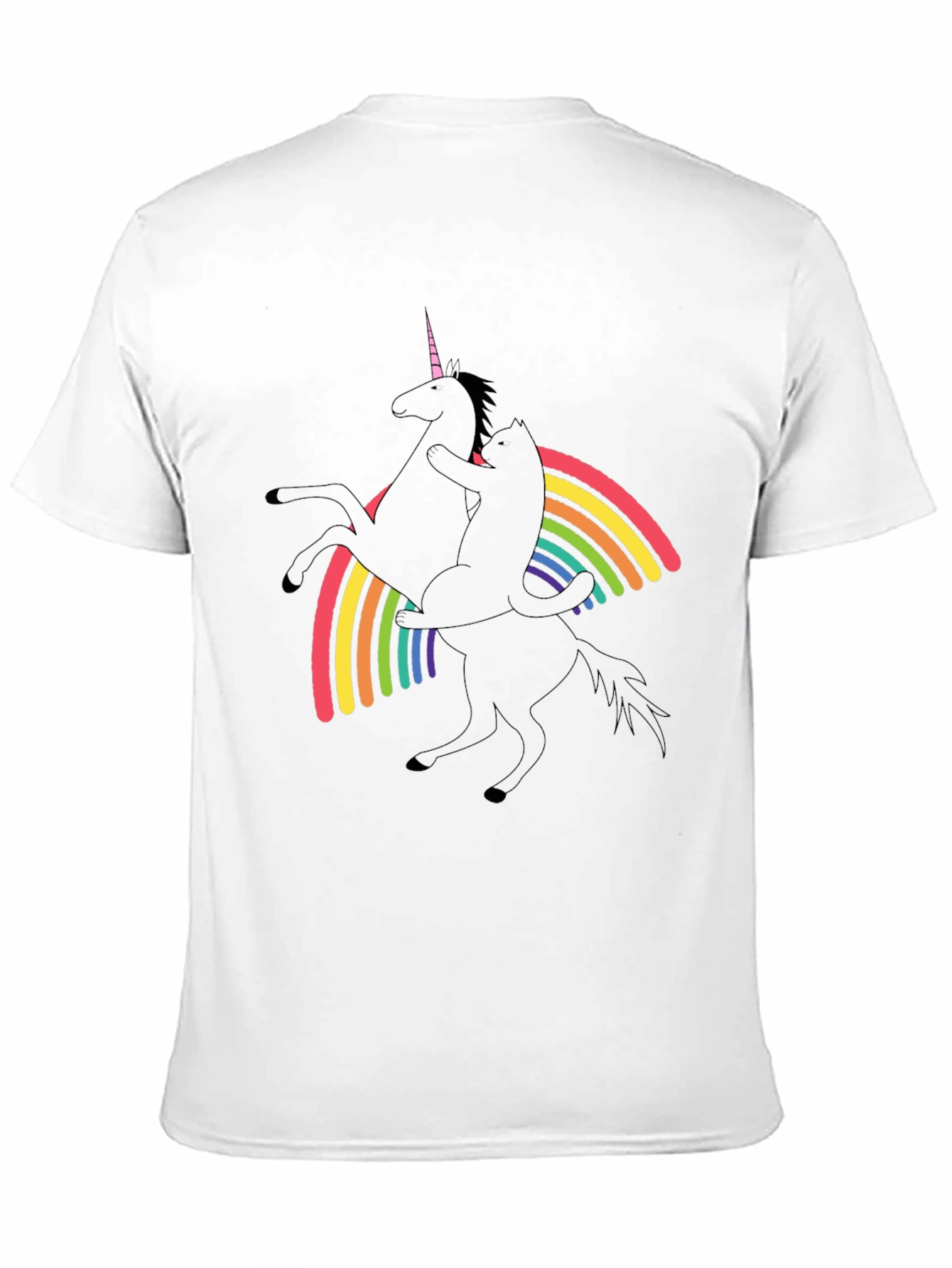 Black Unicorn & Cat Rainbow Graphic Black T-Shirt view 11