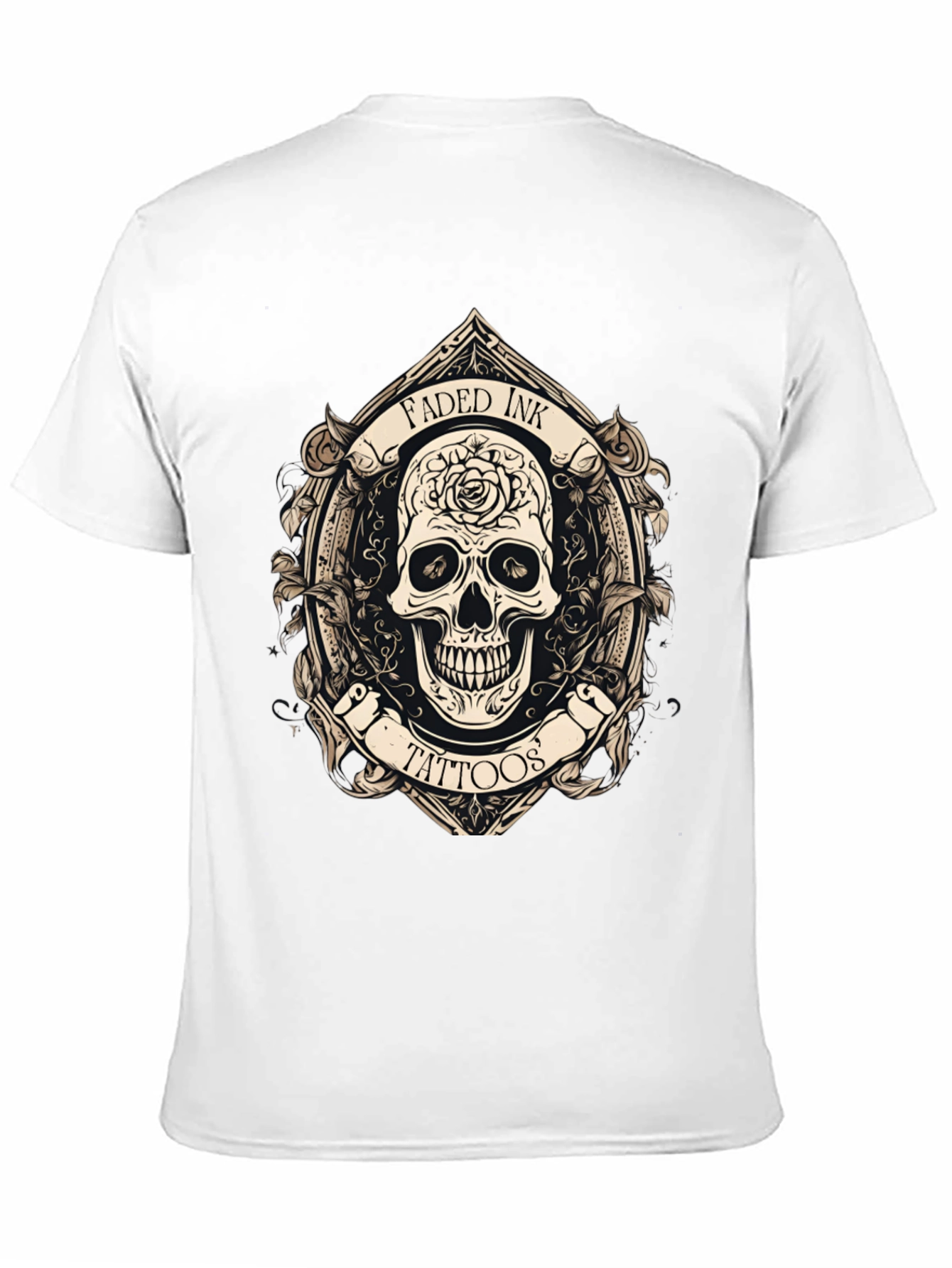 Black Faded Ink Tattoos Skull Graphic Black T-Shirt view 11