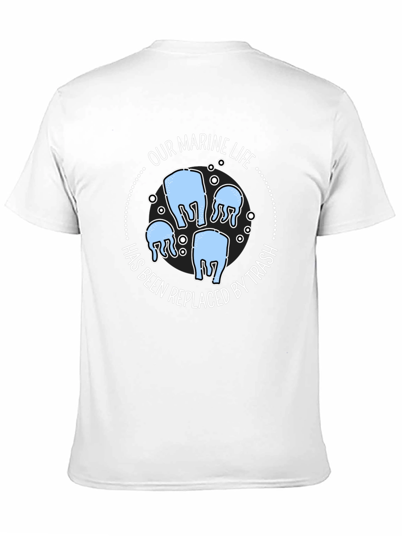 Black Marine Life Trash T-Shirt - Black Cotton view 11