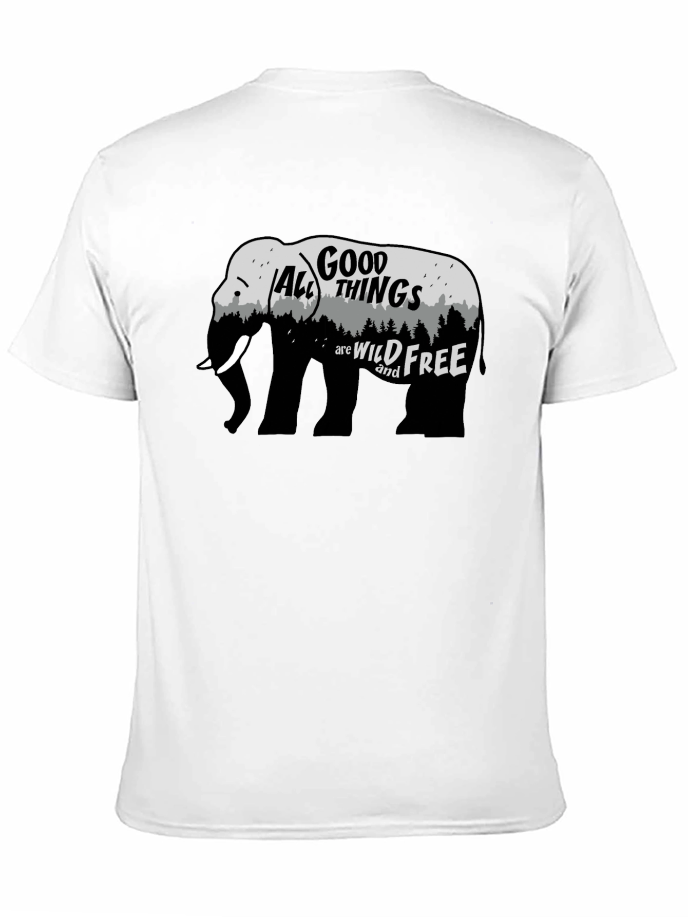 Black Wild and Free Elephant Graphic Tee - Black view 11