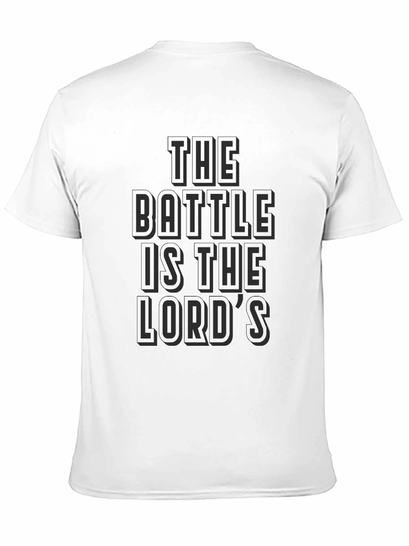 Black The Battle is the Lord's Black T-Shirt view 11
