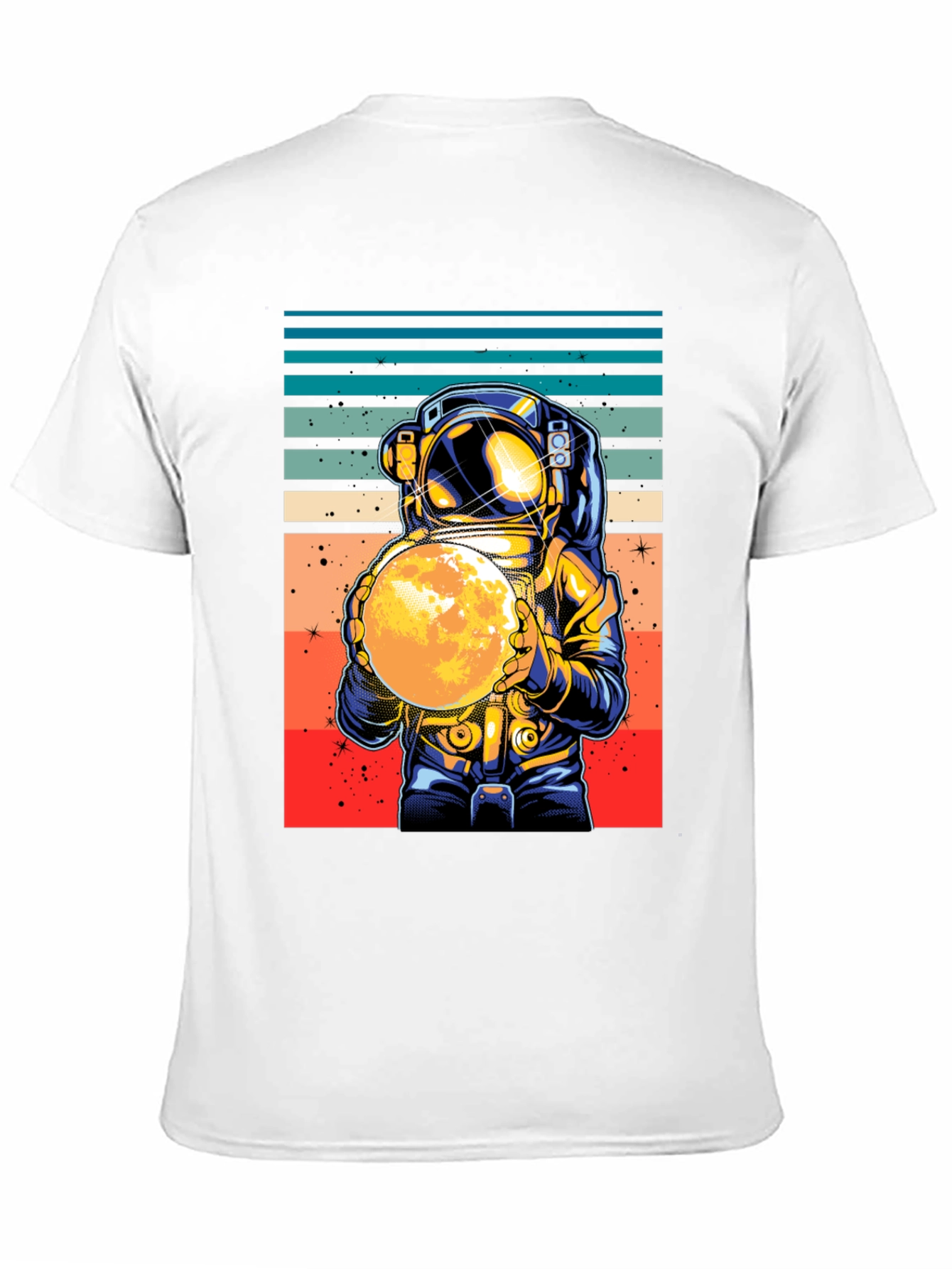 Black Retro Astronaut Moon T-Shirt view 11