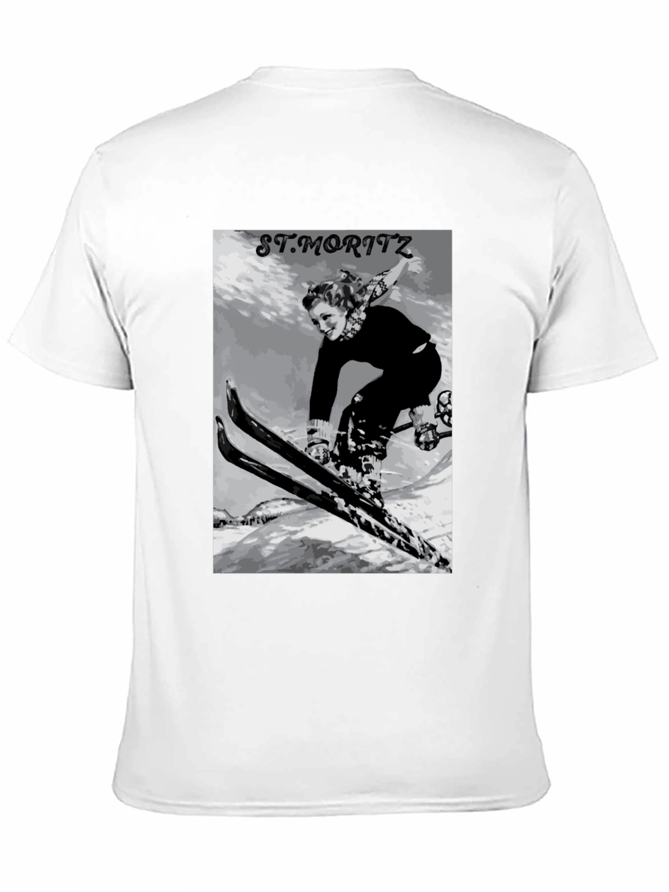 Black Vintage St. Moritz Skiing Graphic Tee view 11