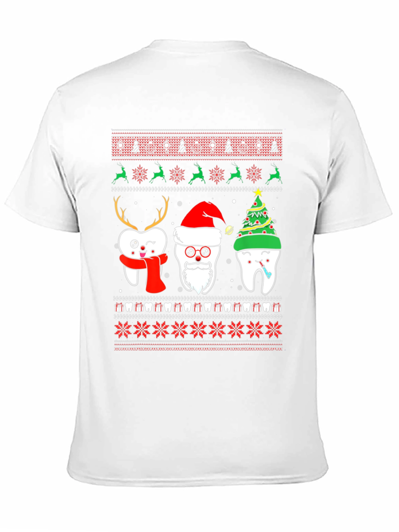 Black Festive Tooth Christmas Ugly Sweater T-Shirt view 11
