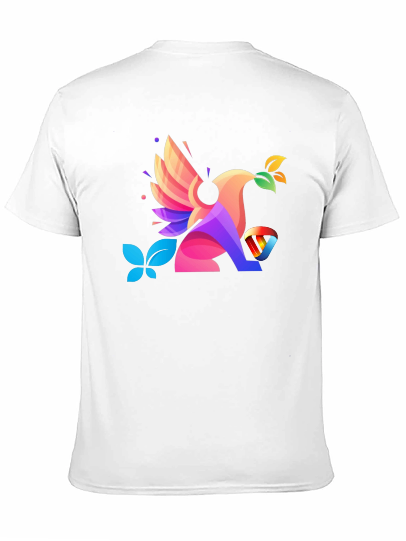 Black Colorful Geometric Bird Graphic T-Shirt view 11