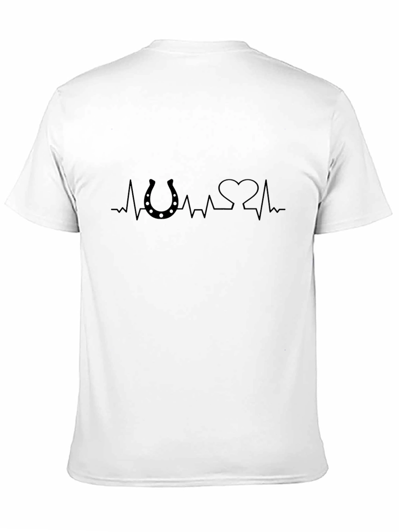 Black Horseshoe Heartbeat Men's Black T-Shirt view 11