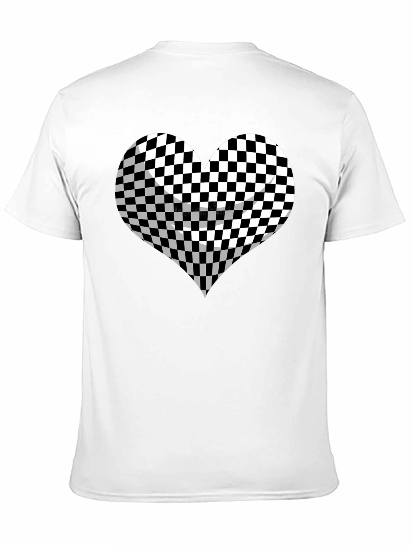 Black Checkered Heart Graphic Tee - Stylish Black T-Shirt view 11