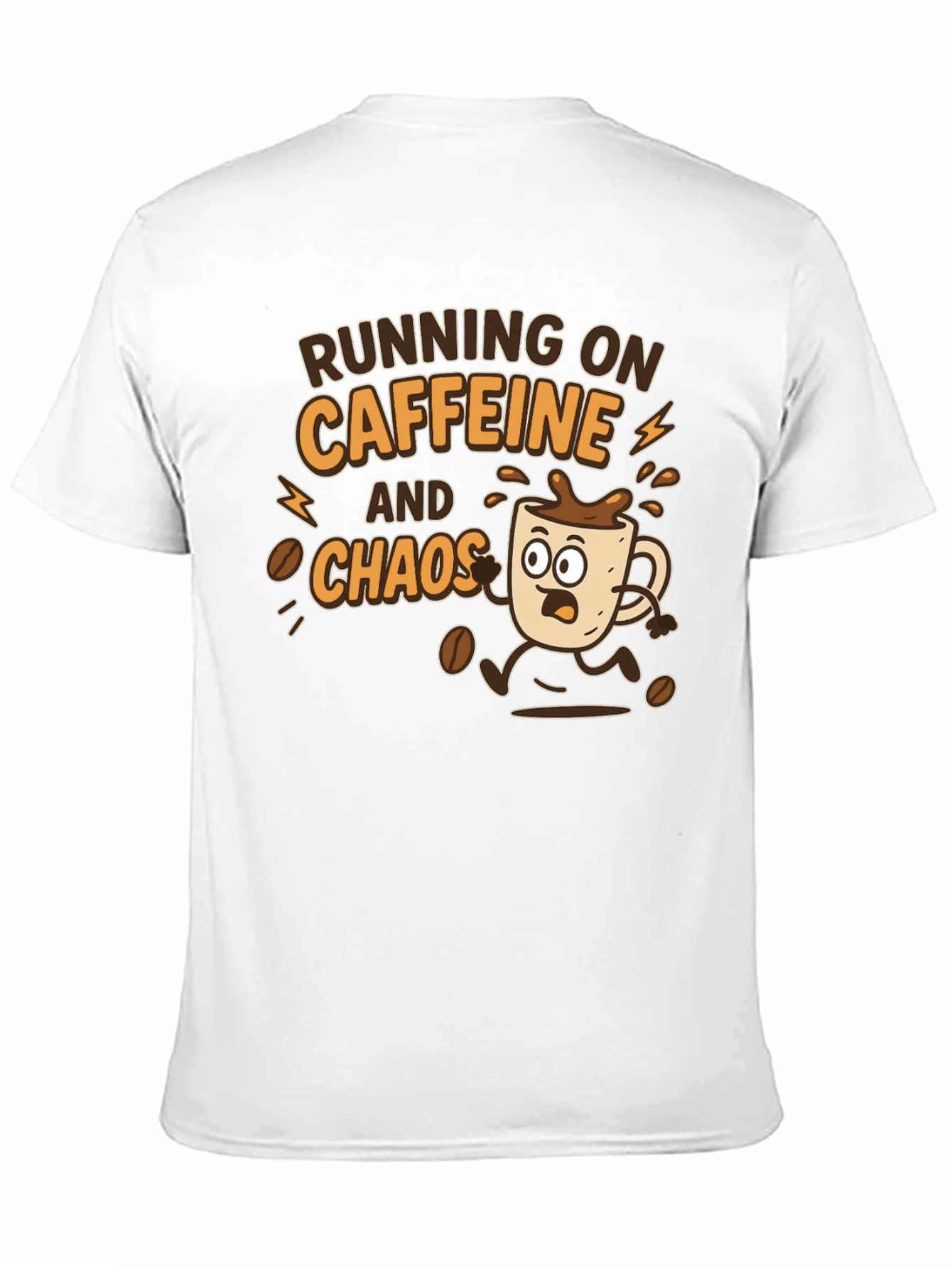 Black Running on Caffeine and Chaos Graphic Tee view 11