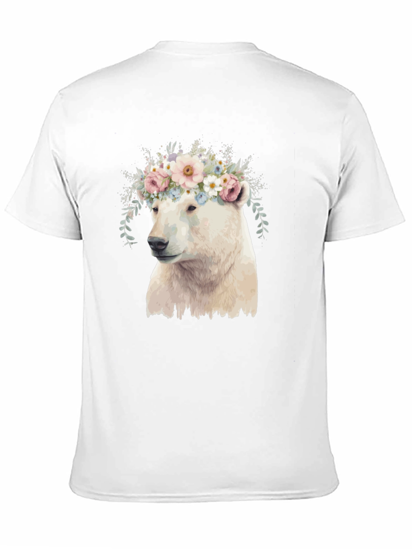 Black Polar Bear Floral Crown Graphic Tee - Black view 11