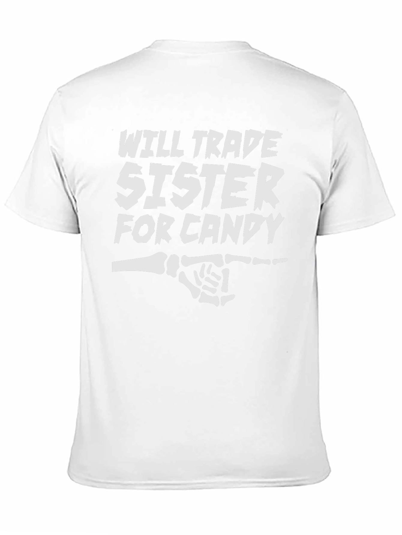 Black Funny "Will Trade Sister for Candy" Black T-Shirt view 11