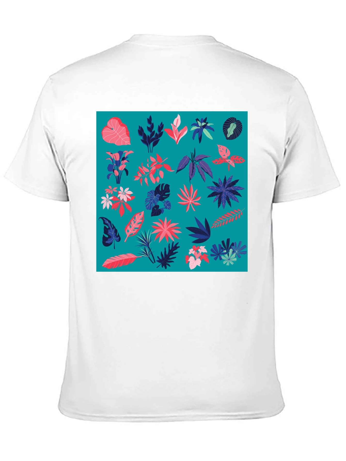 Tropical Plant Pattern Men's Black T-Shirt - 11