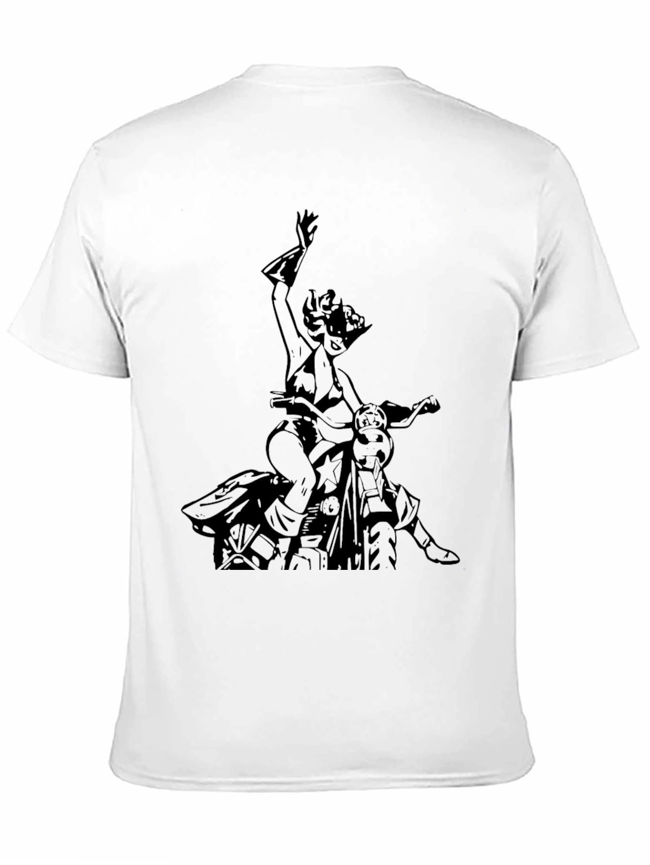 Black Biker Girl Graphic Tee - Black Cotton view 11