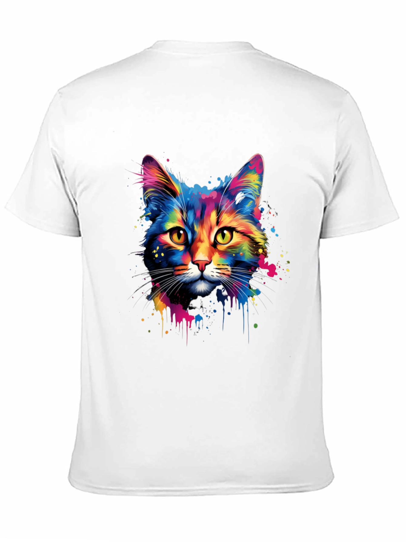 Black Colorful Cat Graphic Print T-Shirt view 11