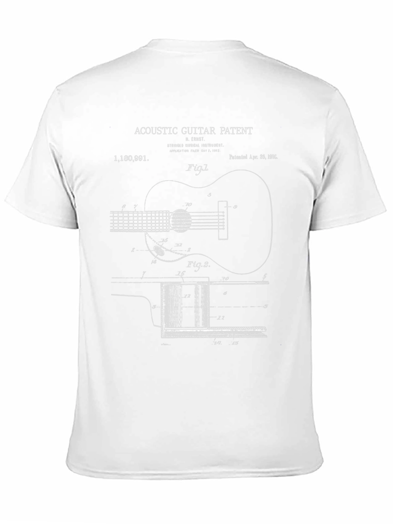 Black Acoustic Guitar Patent Print T-Shirt view 11
