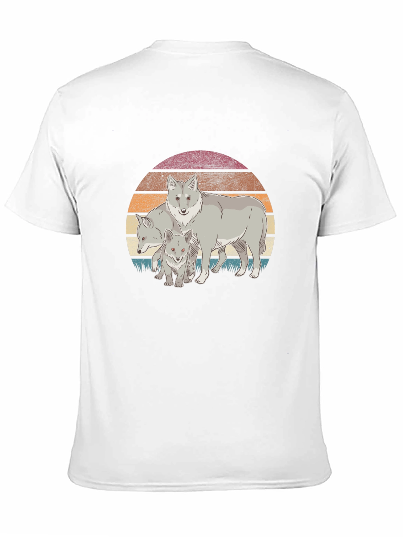 Black Wolf Pack Graphic Tee - Retro Sunset Design view 11