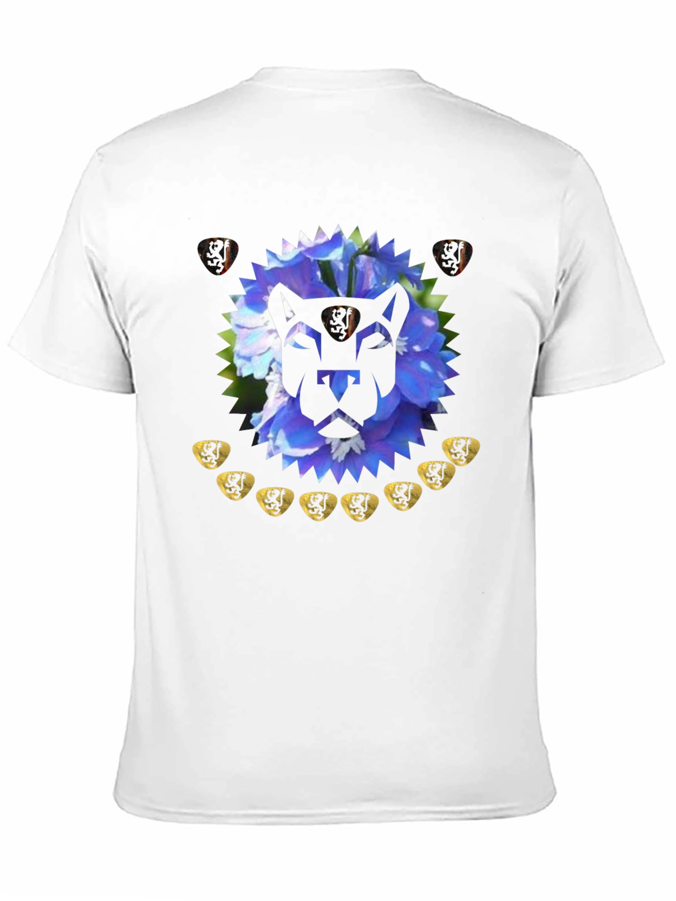 Black Geometric Lion Floral T-Shirt - Modern Graphic Tee view 11