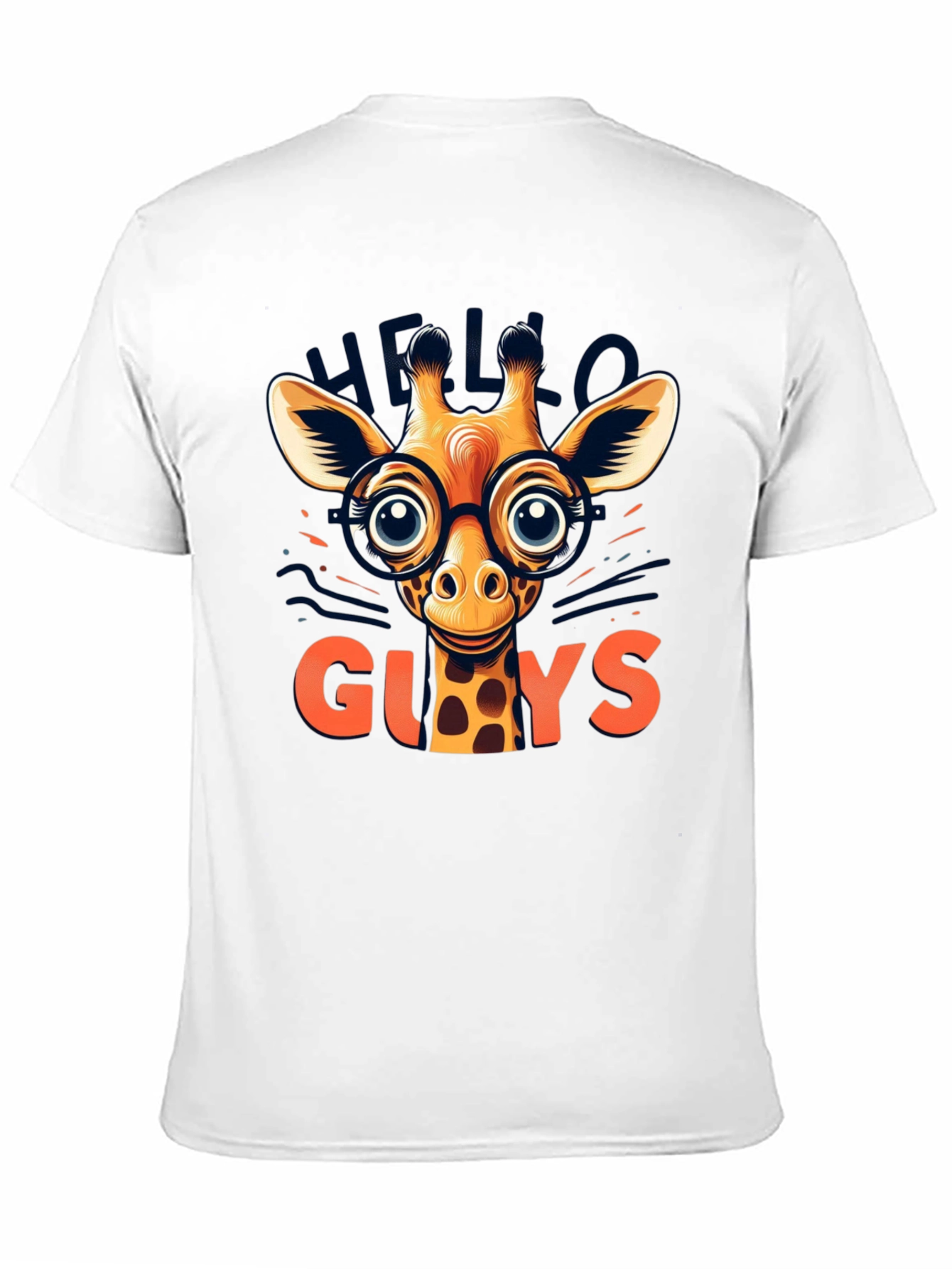 Black Giraffe with Glasses Graphic Tee - Hello Guys! view 11