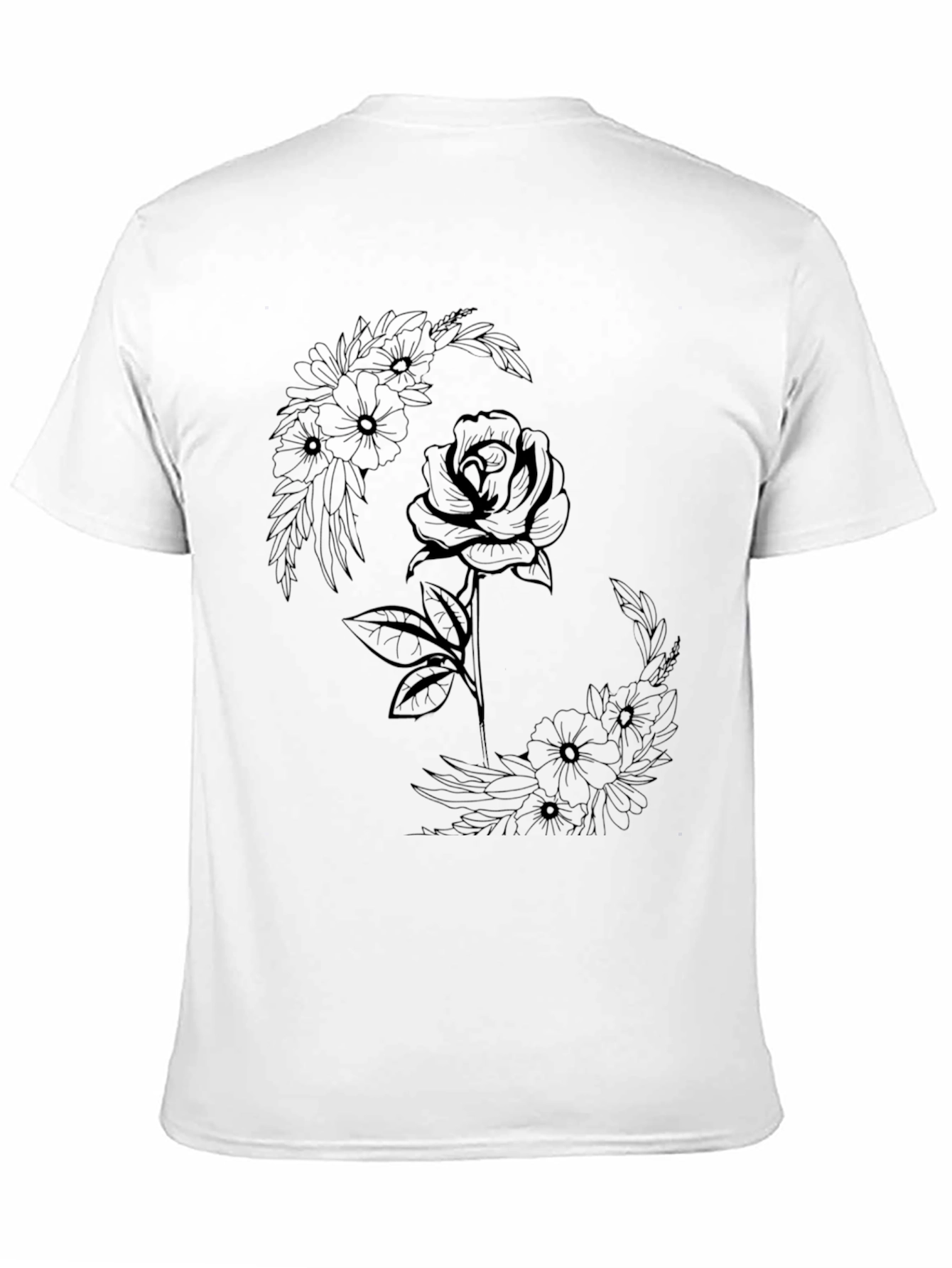 Black Floral Rose Graphic Tee - Modern Black T-Shirt view 11