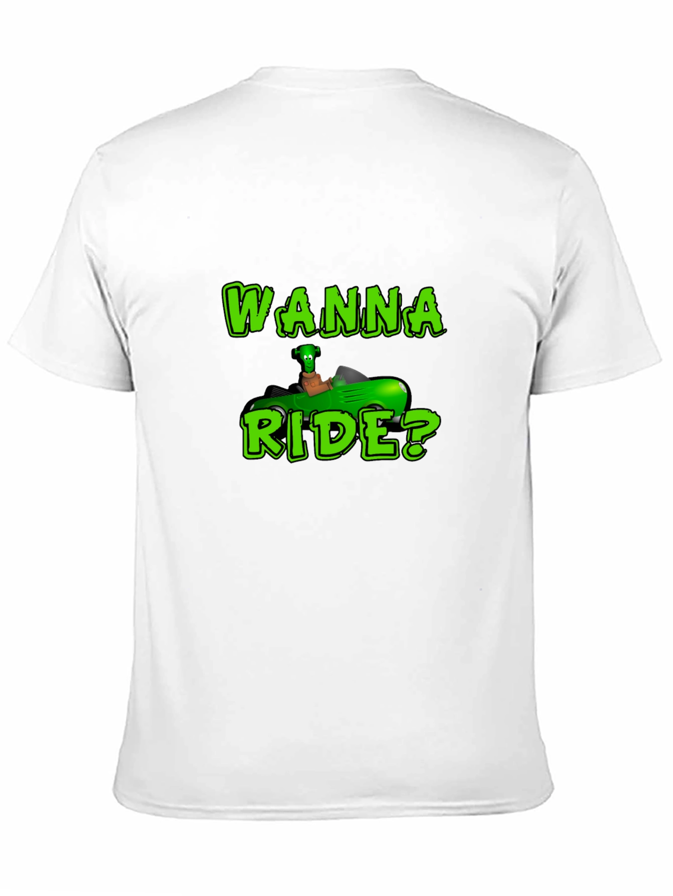 Black Wanna Ride? Green Car Black T-Shirt view 11