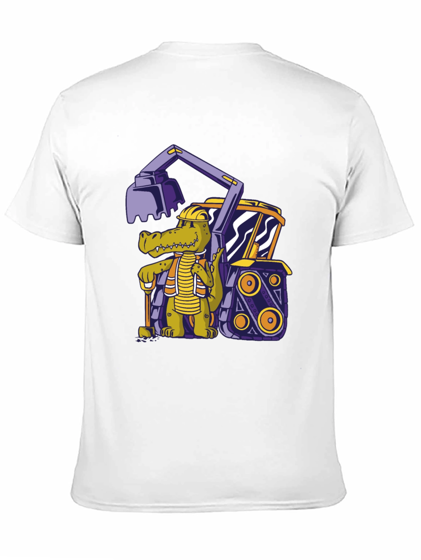 Black Crocodile Excavator T-Shirt - Cartoon Construction Tee view 11